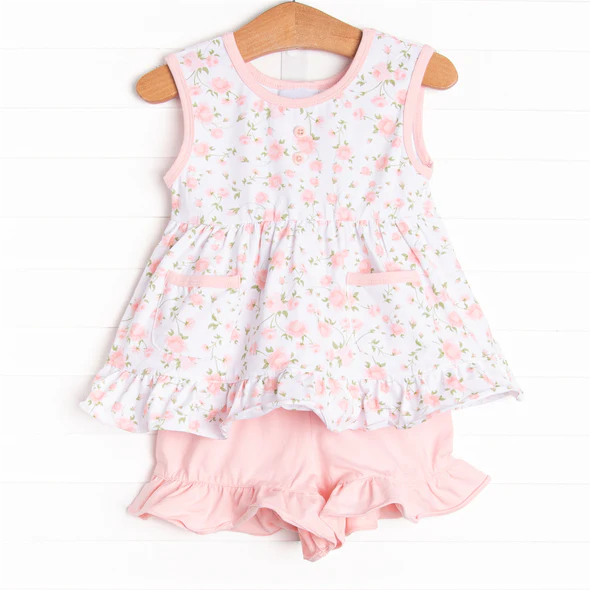 presale GSSO1305 Floral floral pink sleeveless shorts suit
