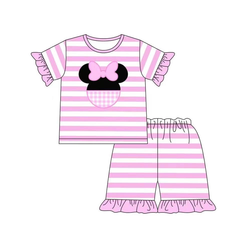presale GSSO1307 Pink Striped Short Sleeve Shorts Pajama Set