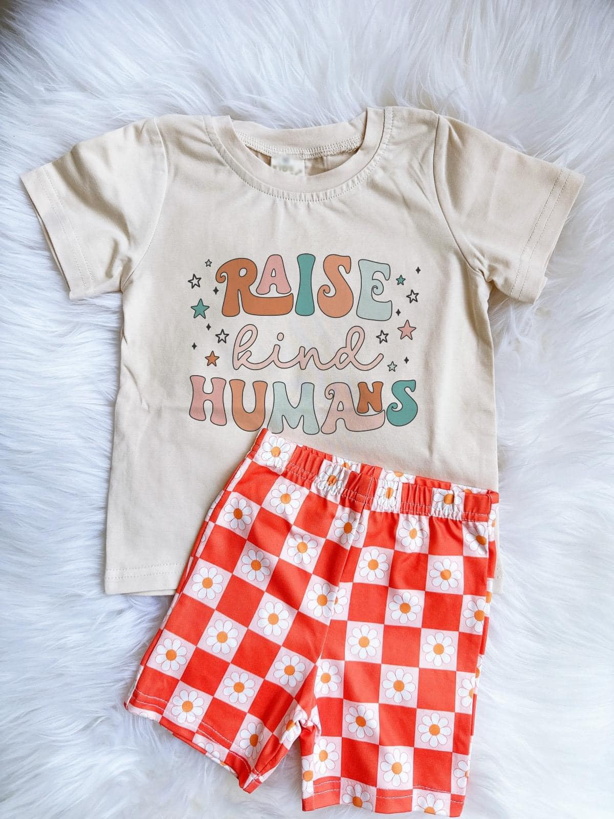 presale GSSO1488 Baby Girls Raise Kind Humans Shirt Sunflower Shorts Outfits Clothes Sets 2024 10.18