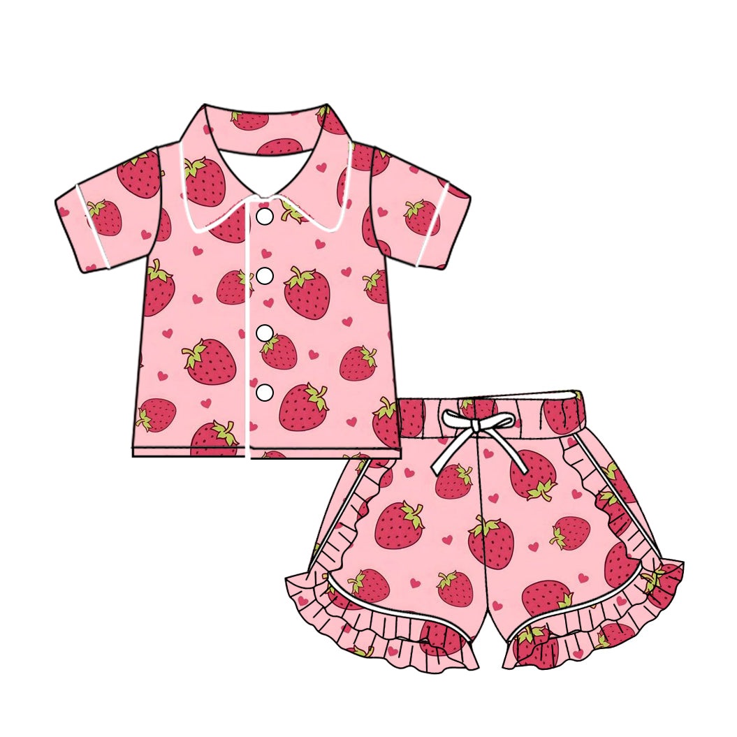 presale GSSO1492 Love Strawberry Pink Short Sleeve Shorts Pajama Set 2024 10.22