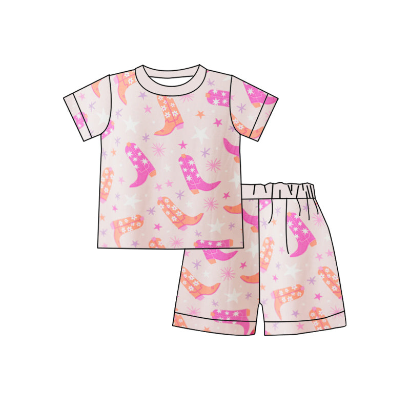 presale GSSO1500 Star Flower Boots Pink Short Sleeve Shorts Pajama Set 2024 10.22