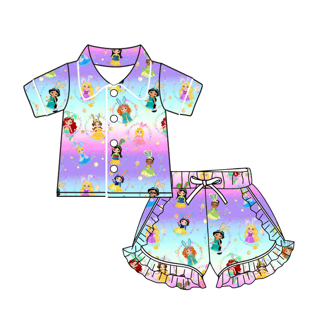 presale GSSO1560 Bunny Ears Princess Colorful Short Sleeve Shorts Pajama Set 2024 11.5