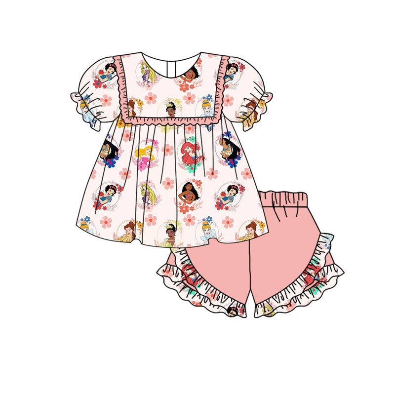 presale GSSO1573 Princess Flower Pink Short Sleeve Shorts Set 2024 11.7