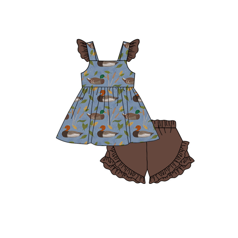 Presale GSSO1613 Duck Leaf Brown Blue Fly Sleeve Shorts Set 2024 11.14