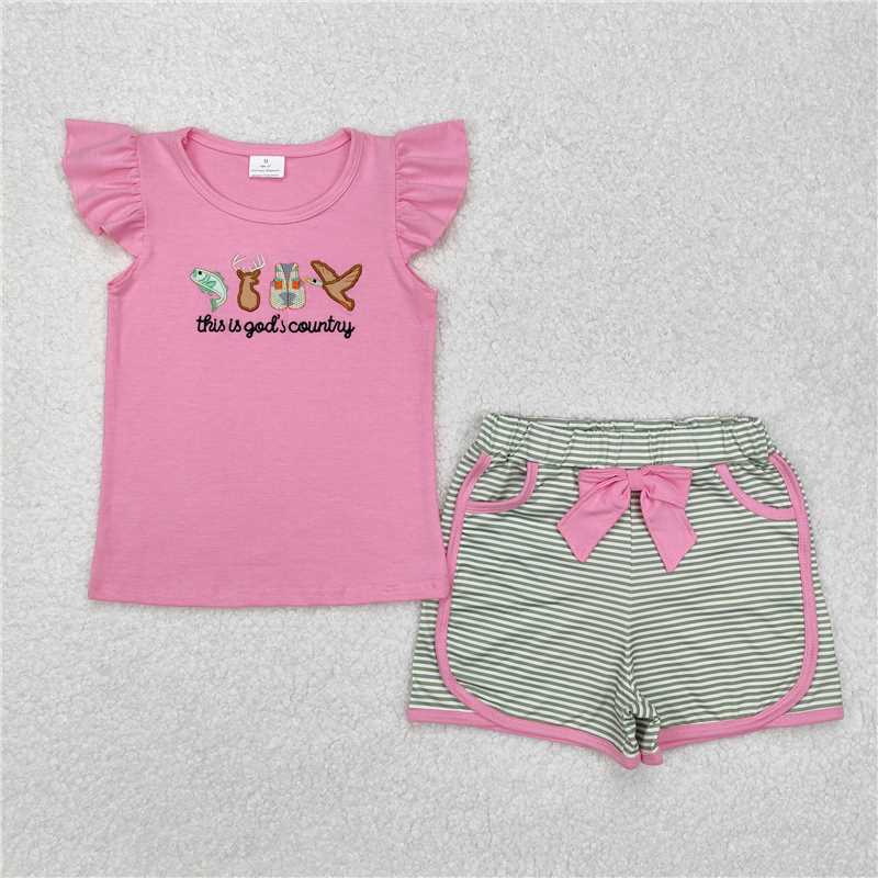 Match Embroidery Baby Boys Girls Girls Baby Boys God Country Hunting Season Rompers Clothes Sets D 3.13