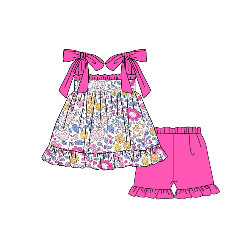 Presale GSSO1631 Flower and Leaf Rose Red Lace Suspender Shorts Set 2024 11.16