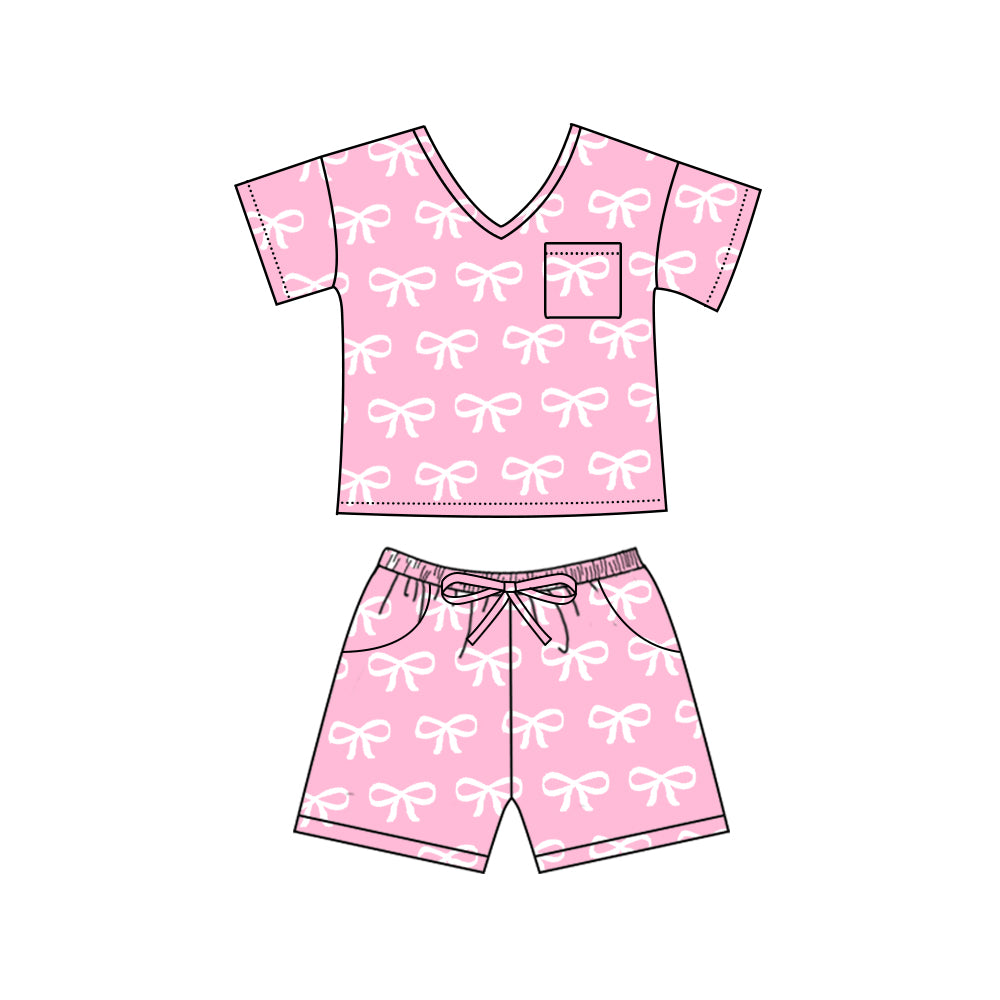 presale GSSO1940 Adult Women Pink Bows V-Neck Tops Shorts Pajamas 2025 1.4