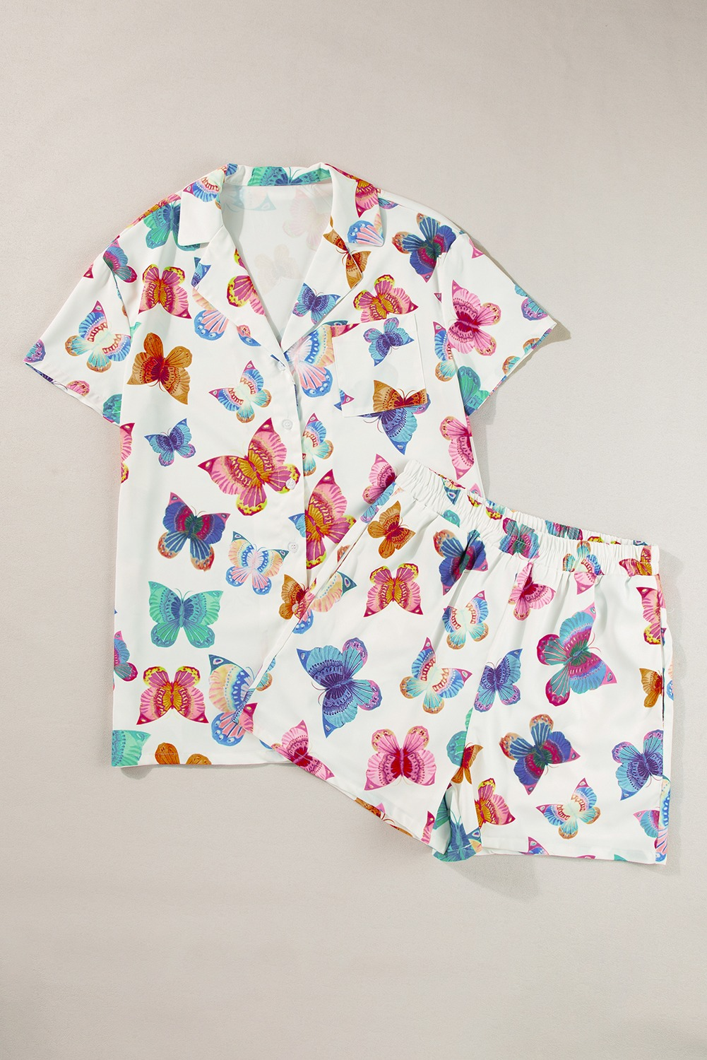 presale GSSO1945 Adult women butterfly pattern white short-sleeved shorts pajama set 2025 1.4