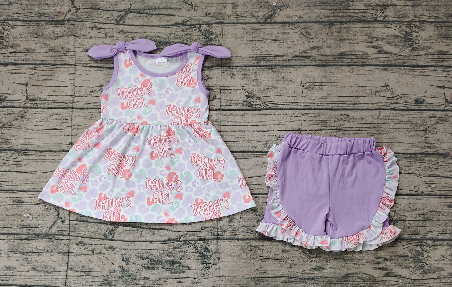 GSSO2010 Baby Girls Lavender Daddy's Girl Leopard Tunic Ruffle Shorts Sets D 3.1