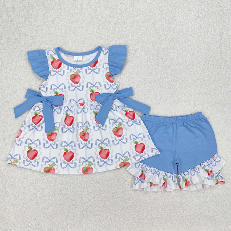 Match Baby Girls Apple Bows Dresses Outfits Sets D 3.15