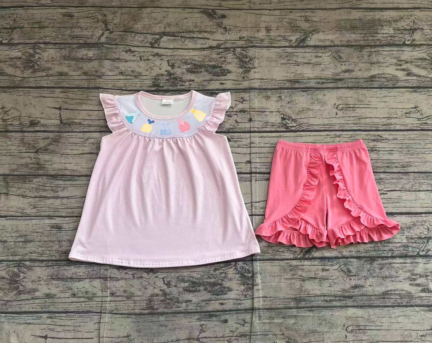 GSSO2125 Baby Girls Pink Tunic Top Ruffle Shorts Clothes Sets D 3.27