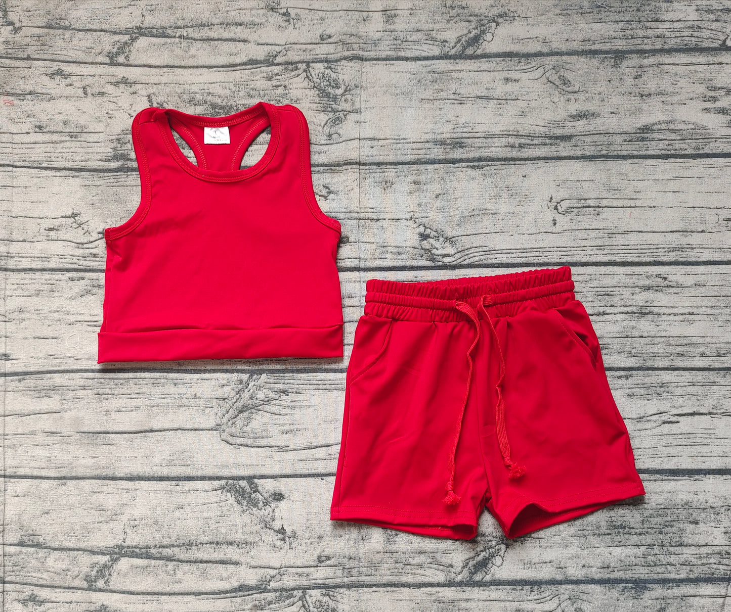 GSSO2131 Baby Girls Red Vest Top Sports Shorts Clothes Yoga Clothes Sets D 3.14