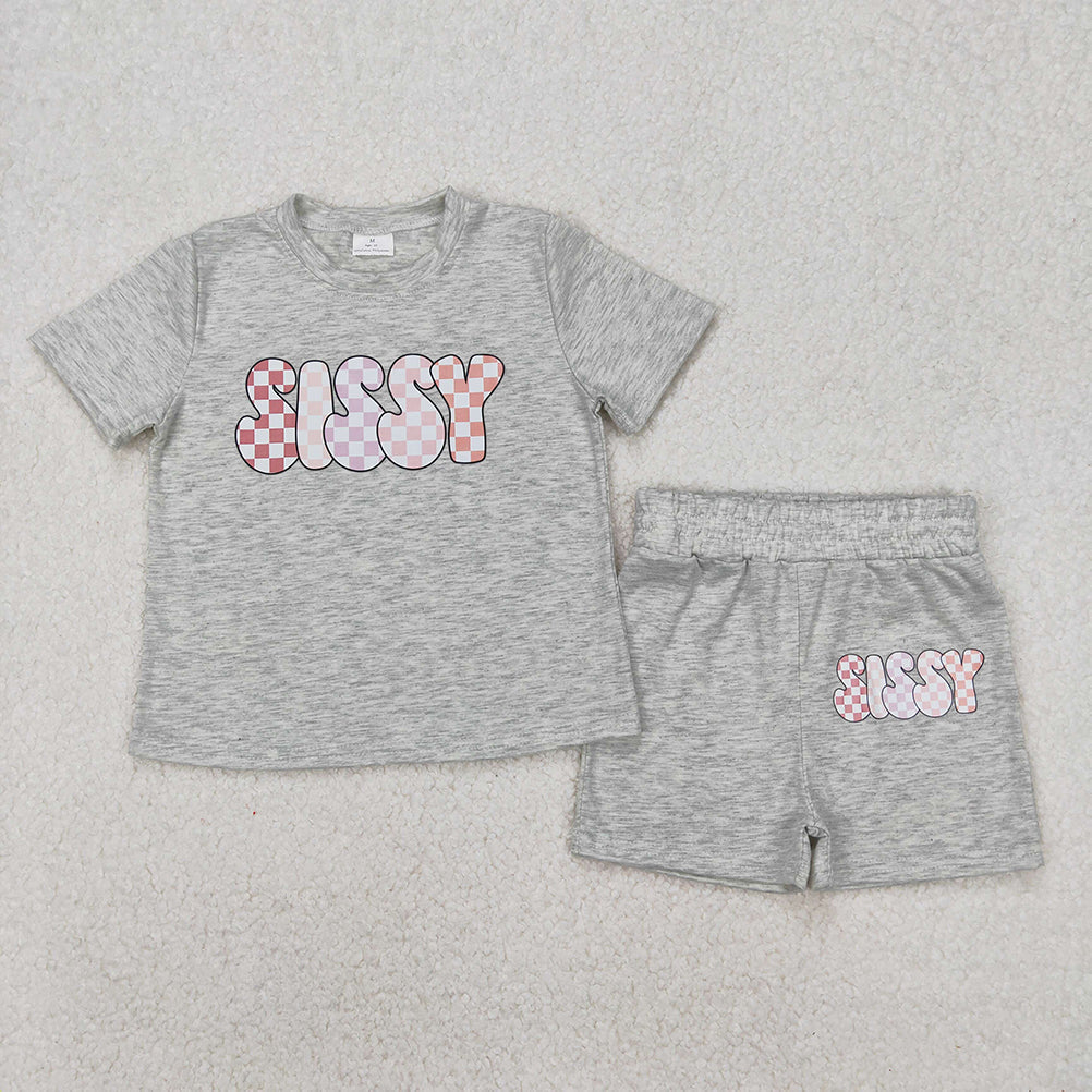 Match Vinyl Baby Girls Boys Grey Sissy bubs Top Sports Shorts Clothes Sets D 3.15