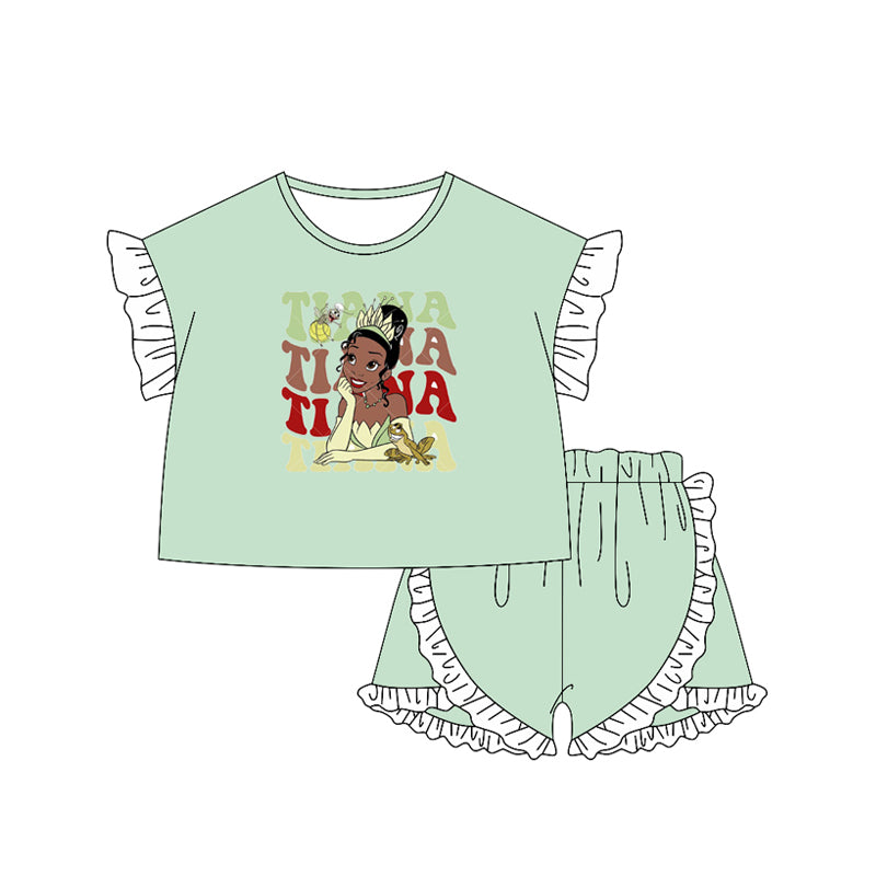presale GSSO2165 Baby Girls Princess T Shirt Ruffle Shorts Clothes Sets D 2.12