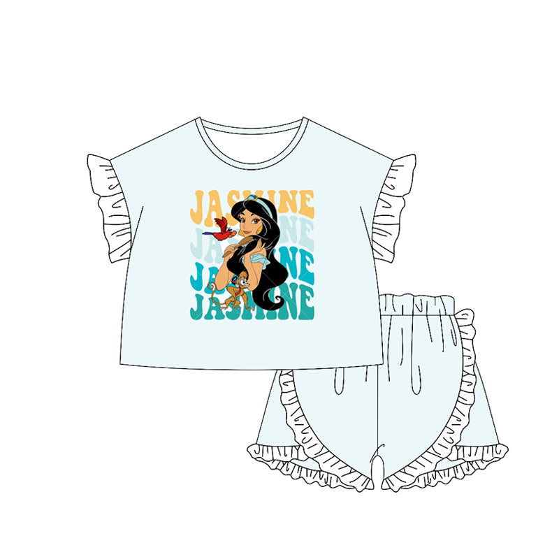 presale GSSO2166 Baby Girls Princess J Shirt Ruffle Shorts Clothes Sets D 2.12
