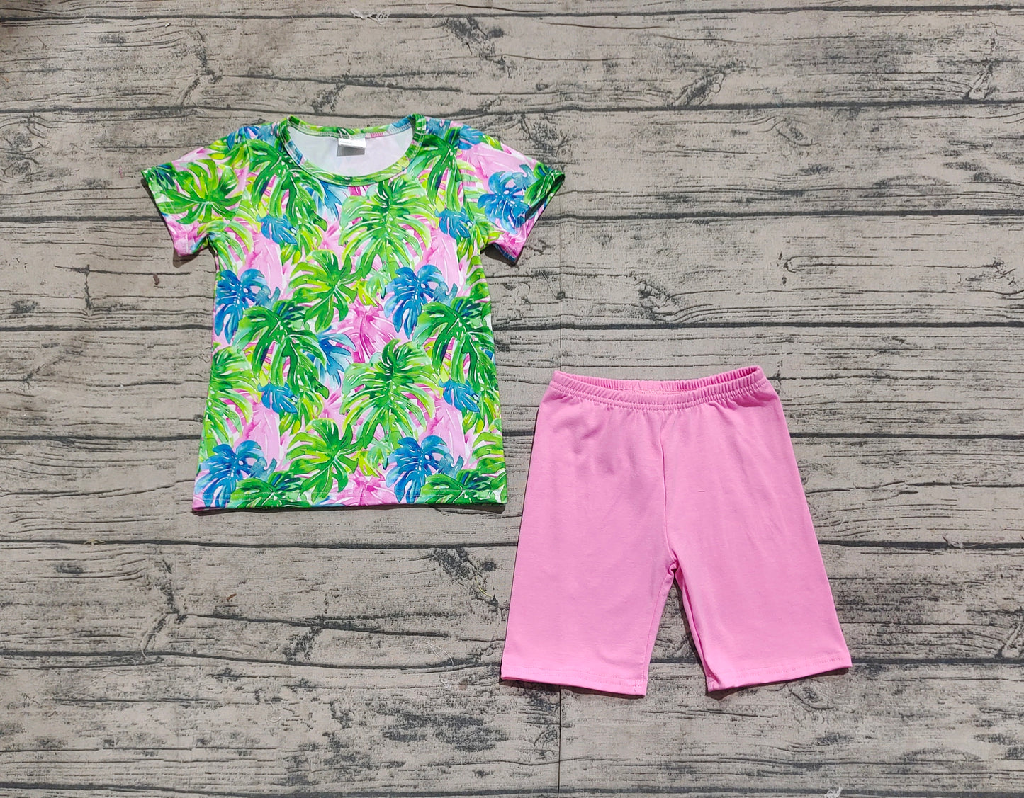 GSSO2211 Baby Girls Leaves Summer Top Shorts Clothes Sets D 3.15