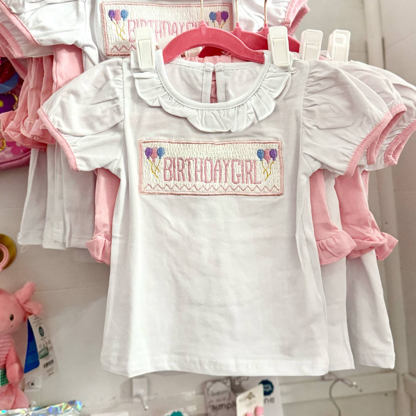 presale GSSO2646 Baby Girls Short Ruffle Sleeves Birthday Girl Top Pink Short Set D 5.26