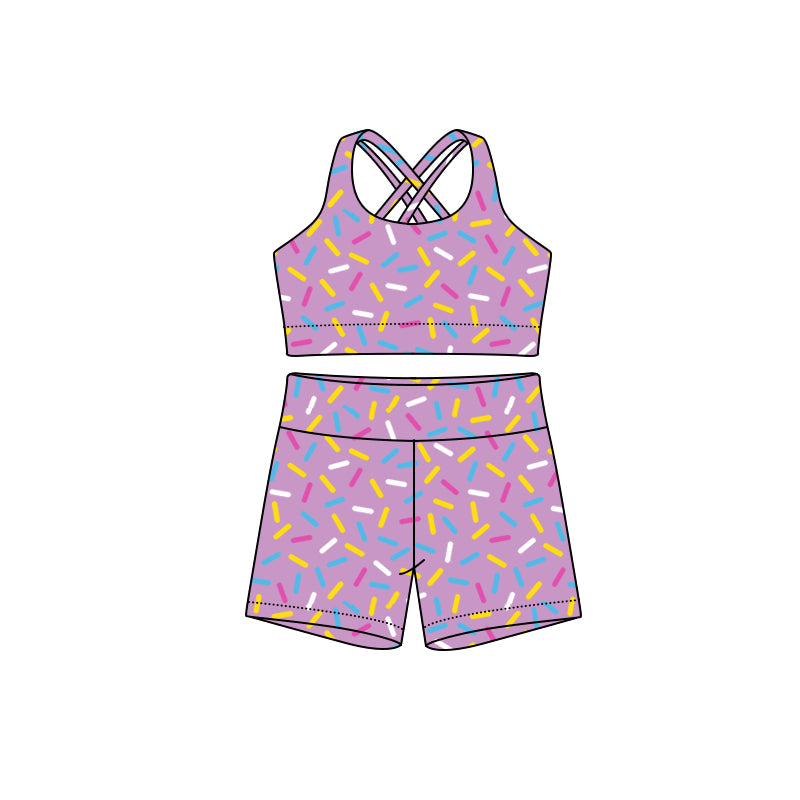 presale GSSO2696 Adult Women Lavender Straps Team Vests Top Short Sets D 7.1