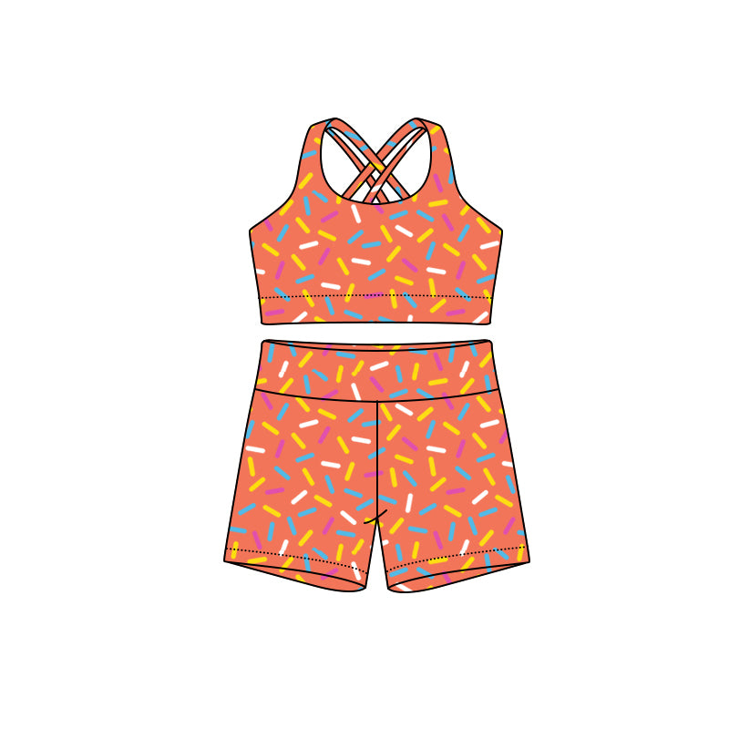 presale GSSO2697 Adult Women Orange Straps Team Vests Top Short Sets D 7.1