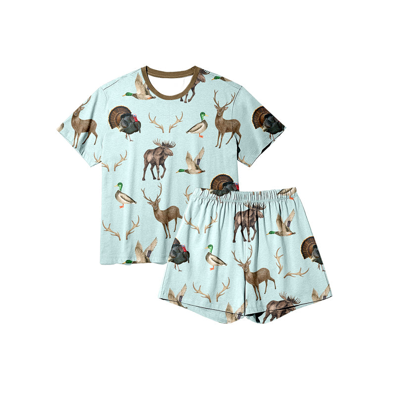 GSSO2709 Baby Girls Turkey Deer Ducks Top Shorts Hunting Pajamas Sets D 1204