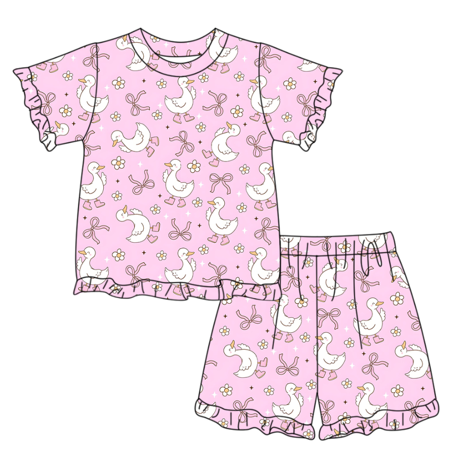 Pre order silly goose ruffle shorts set