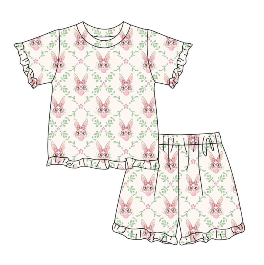 Pre order easter rabbit shorts set