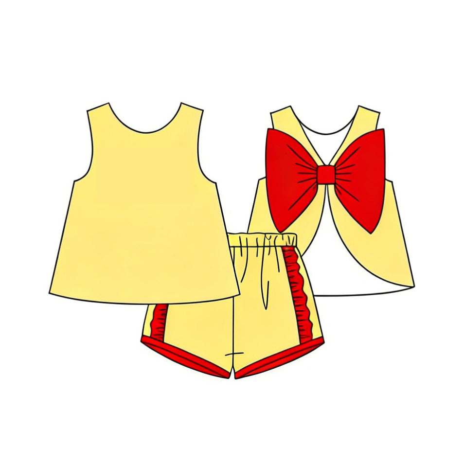 Pre order sleeveless backless bow shorts set