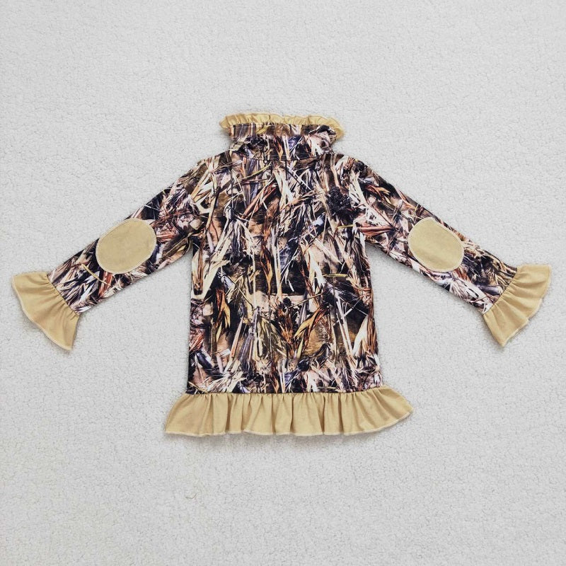 GT0313 Branch camouflage hunting dog lace zipper long-sleeved top
