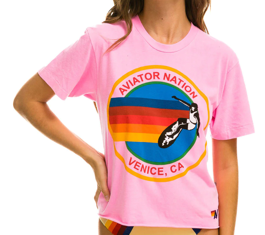 pre-order GT0542 Letter Surf Pink Short Sleeve Top