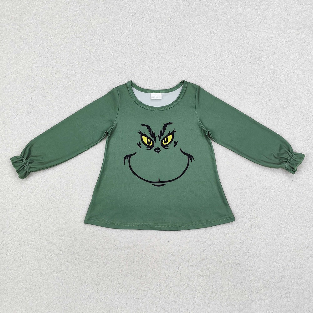 GT0610 Smiley lace green long-sleeved top