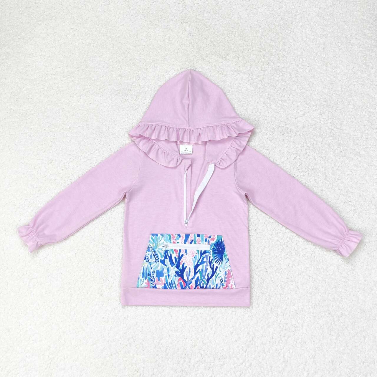 GT0625 Purple Hooded Long Sleeve Seagrass Pocket Zip Top