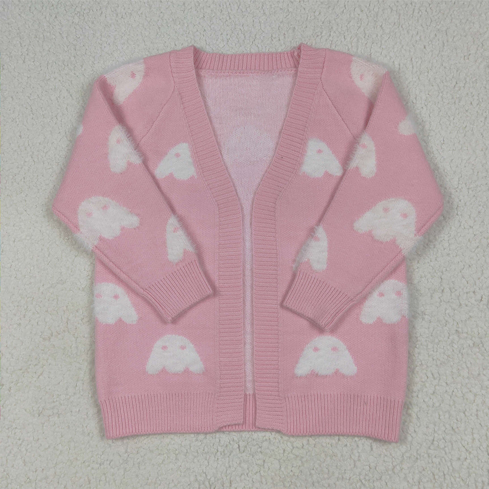 GT0650 Halloween Ghost Rose Red Long Sleeve Cardigan Sweater D 6.30