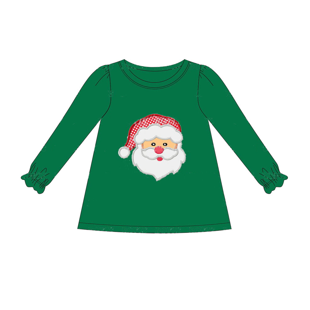 presale GT0658 Plaid Hat Santa Claus Lace Green Long Sleeve Top