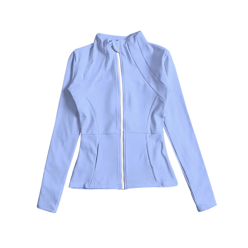 GT0684 Baby Girls Light Blue Zip Pocket Yoga Active Wear Jackets