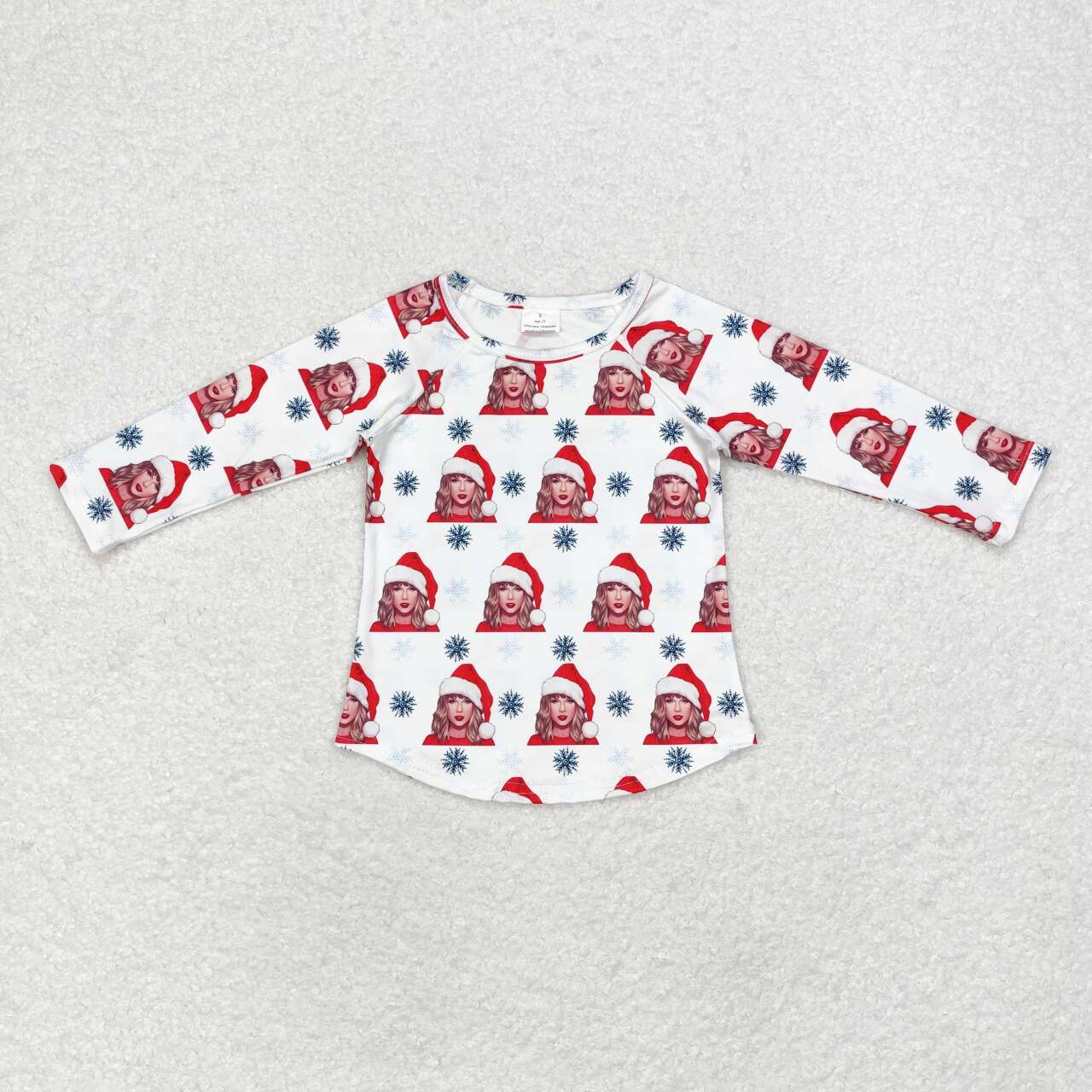 GT0694 Christmas Snowflake White Long Sleeve Top