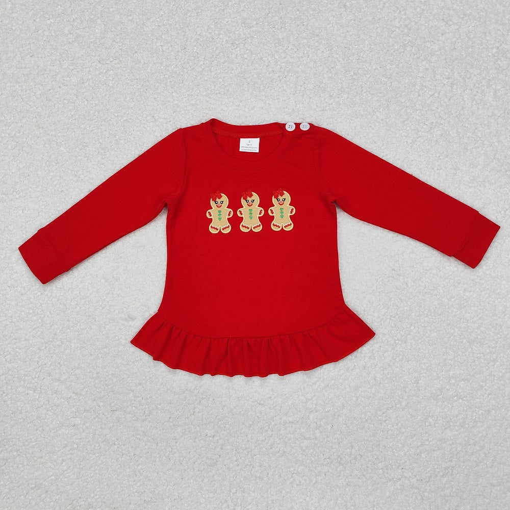 GT0702 Gingerbread Man Red Lace Long Sleeve Top