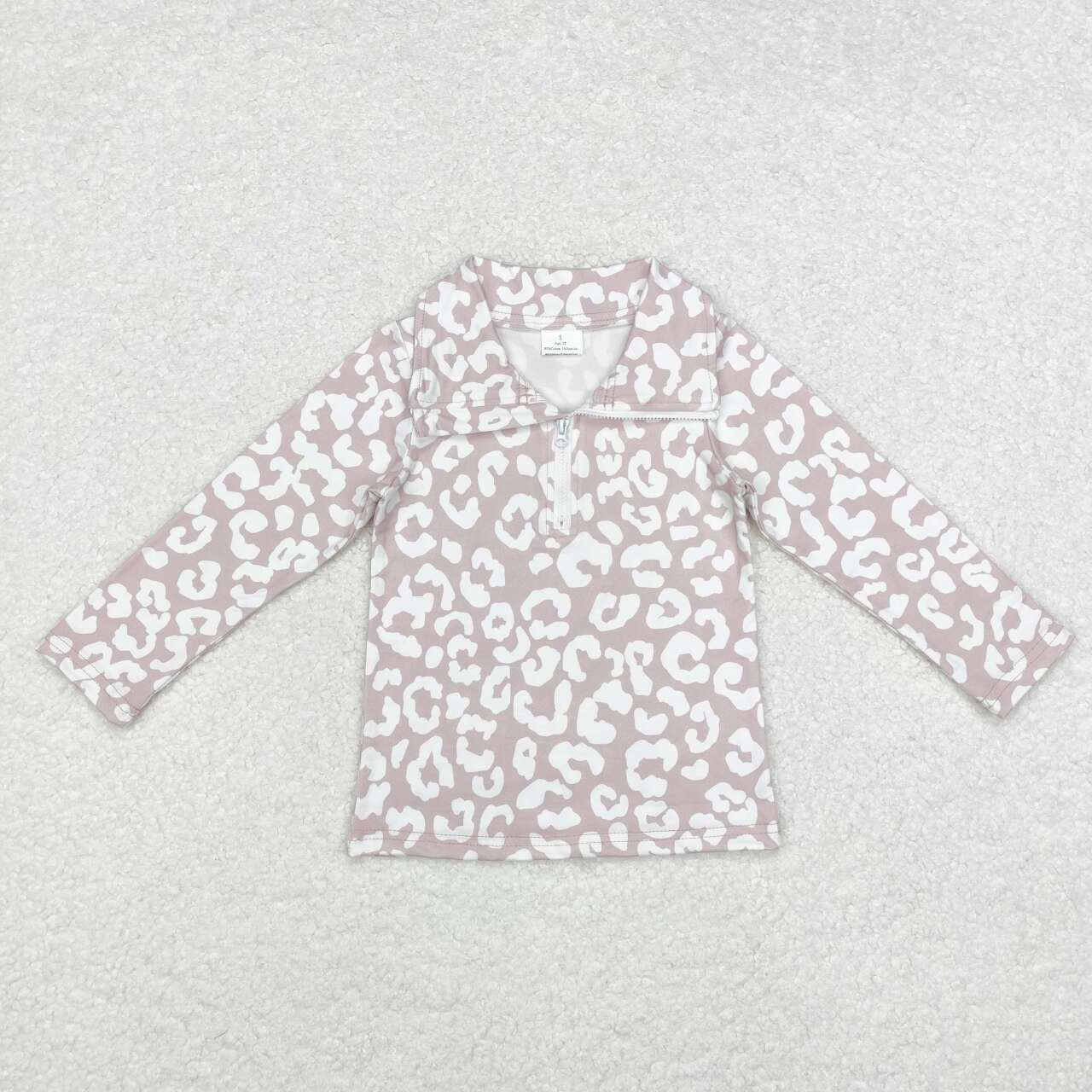 GT0720 Pink and white printed zip-up long-sleeved top