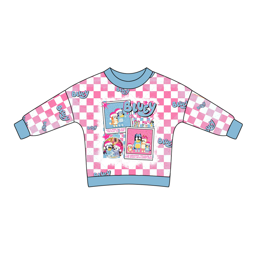 GT0732 Christmas pink and white plaid long-sleeved top