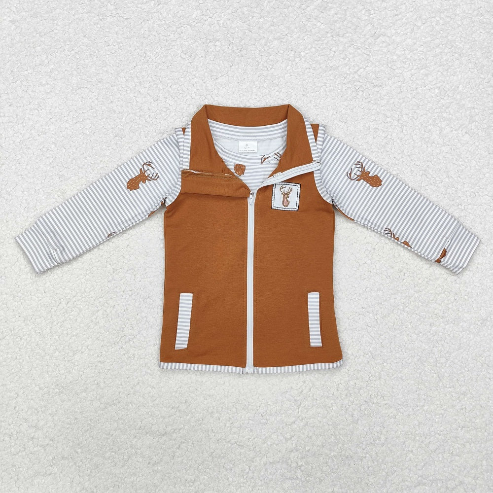 GT0742 Baby Girls Deers Hunting Tops Vest 2pcs Sets