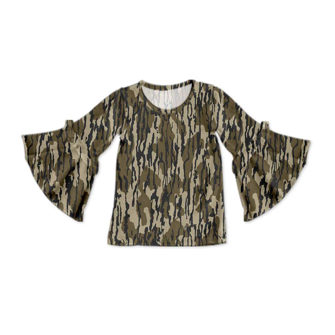 presale GT0787 Camouflage Army Green Bell Sleeve Long Sleeve Top 2024 9.16