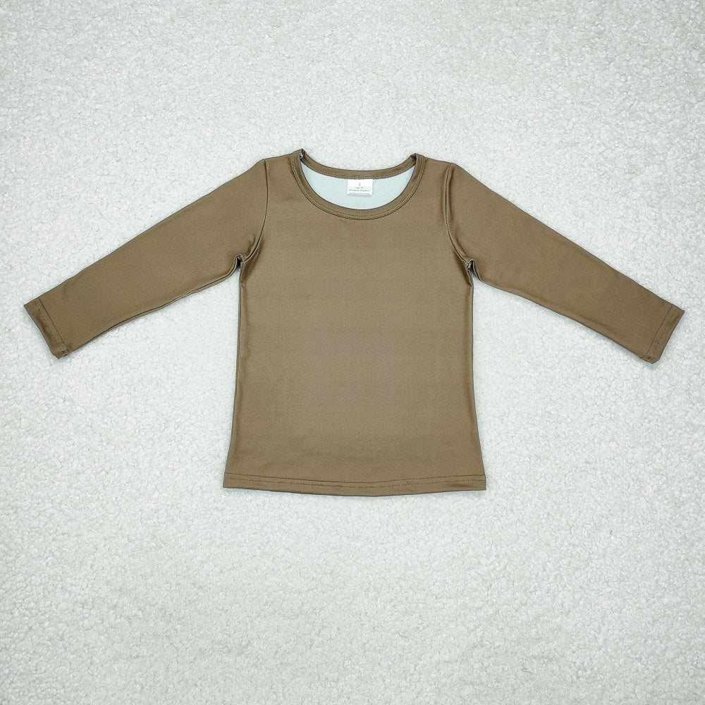 GT0799 Solid dark army green long-sleeved top