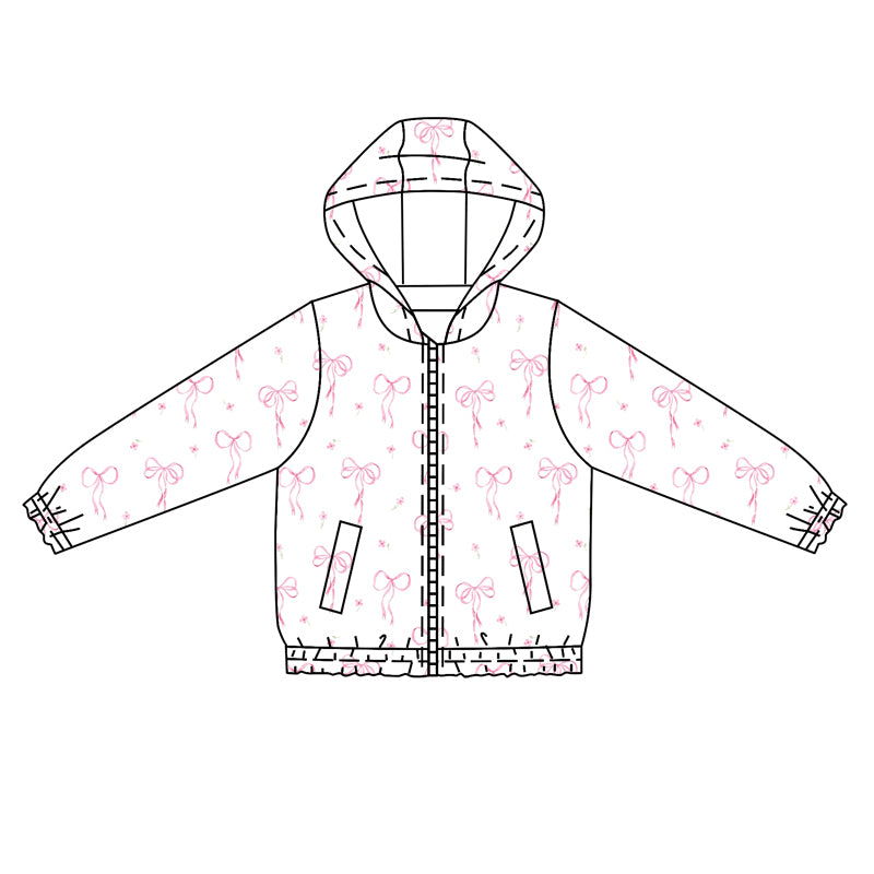 preorder GT0854 White chain hooded long-sleeved top with bow pattern 2024 10.16