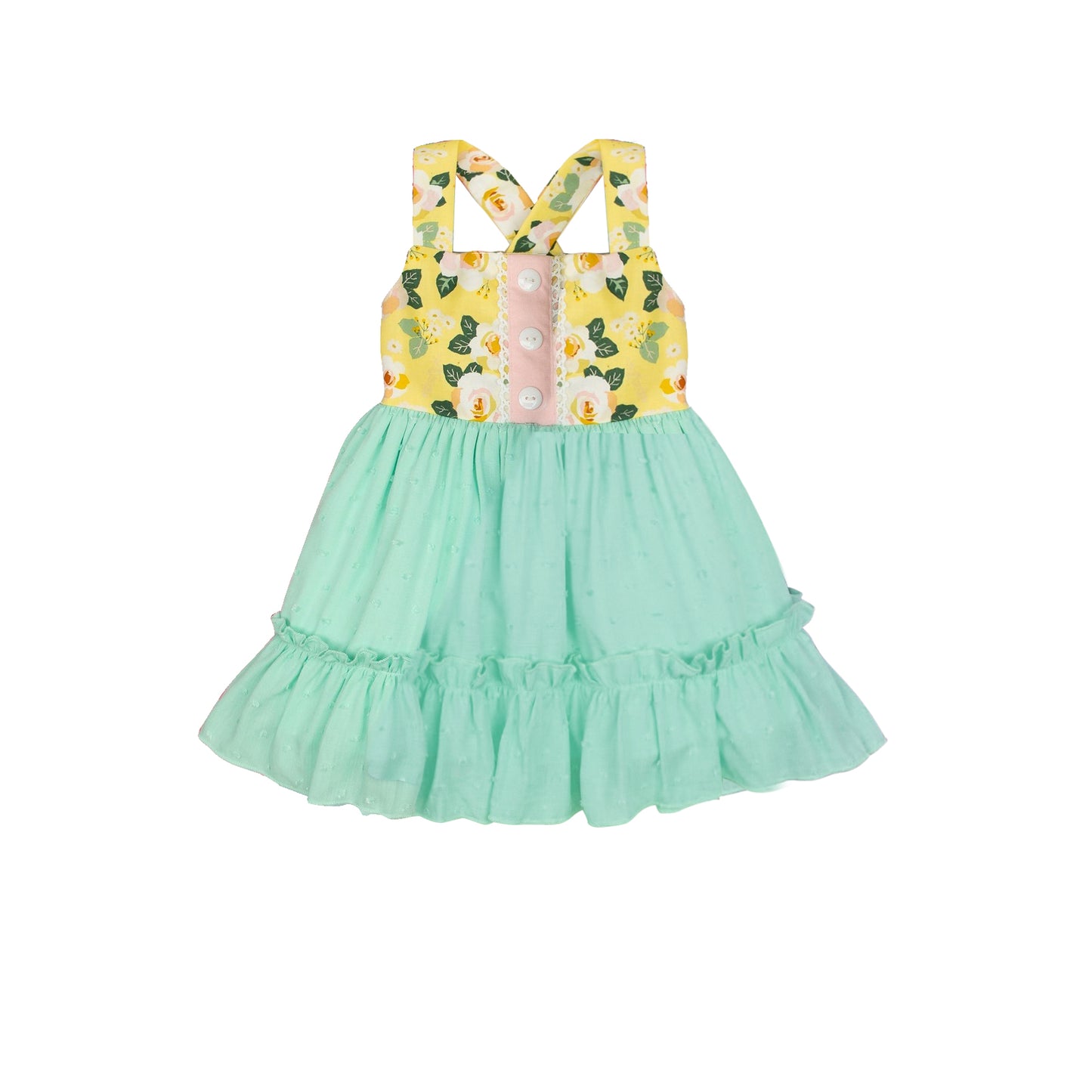 presale GT0859 Flower and leaf lace teal tulle yellow sleeveless top 2024 .10.18