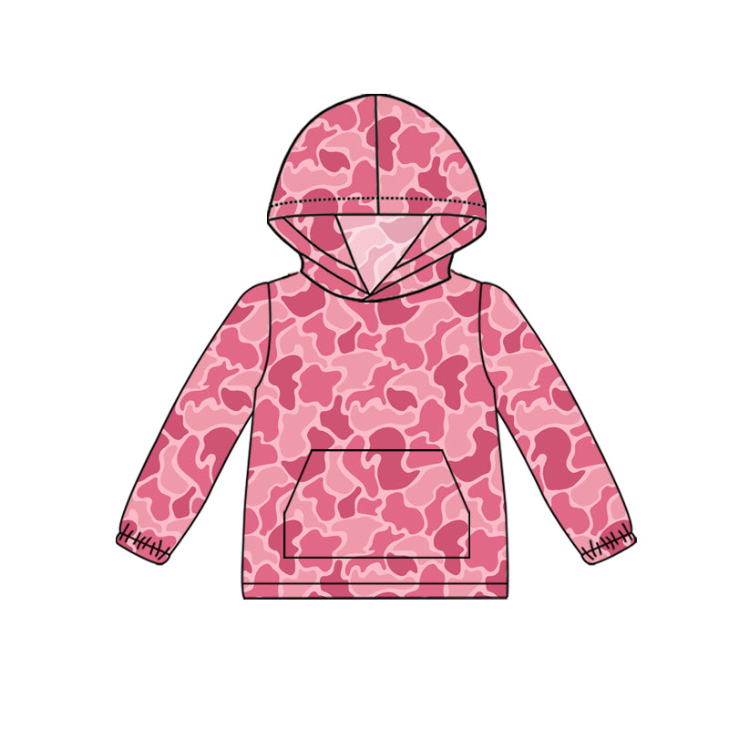 presale GT0866 Pink camouflage hooded long sleeve top with pockets 2024 10.18