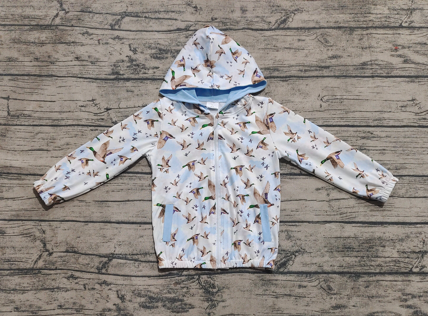 GT0875 Baby Boys Duck Beige Zipper Hooded Long Sleeve Top D 4.7