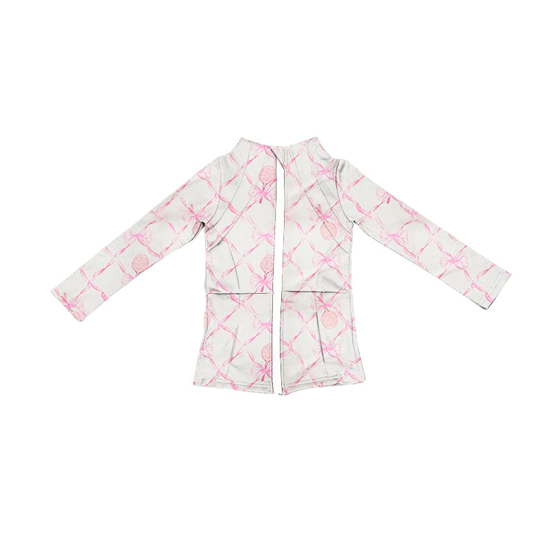 presale GT0884 White Yoga Zipper Long Sleeve Top with Racket Bow 2024 10.30