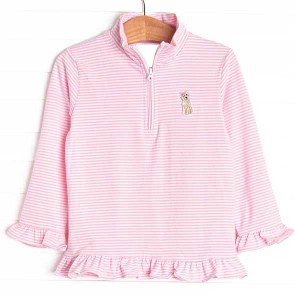 presale GT0885 Puppy Pink Stripe Lace Zipper Long Sleeve Top 2024 11.2