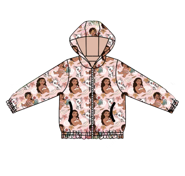 presale GT0900 Baby Girls Cartoon Island Princess Zip Jackets Cardigan Tops 2024 11.23