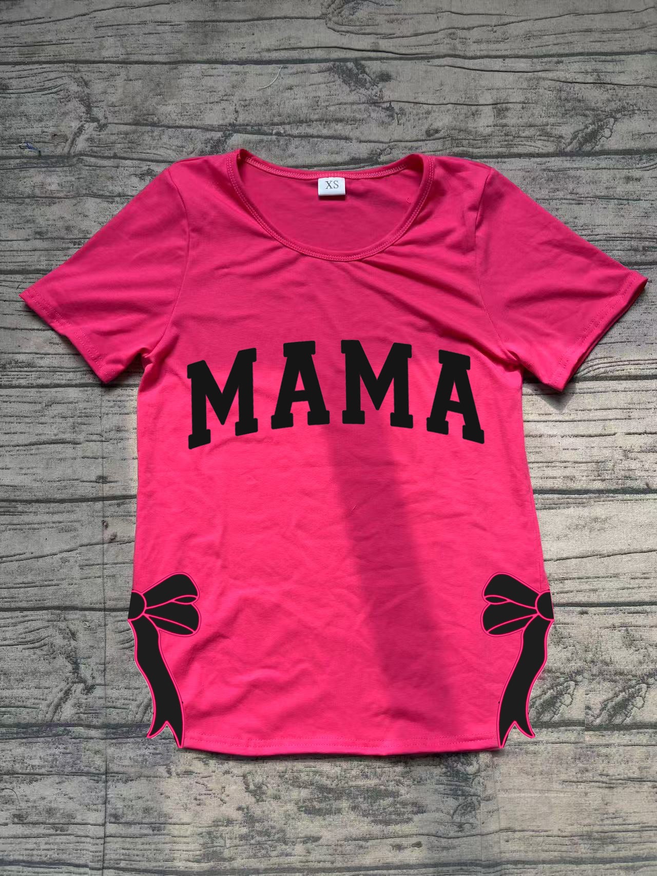 GT0919 Adult Women Mama Bows Short Sleeve Tee Shirts Tops D 3.26