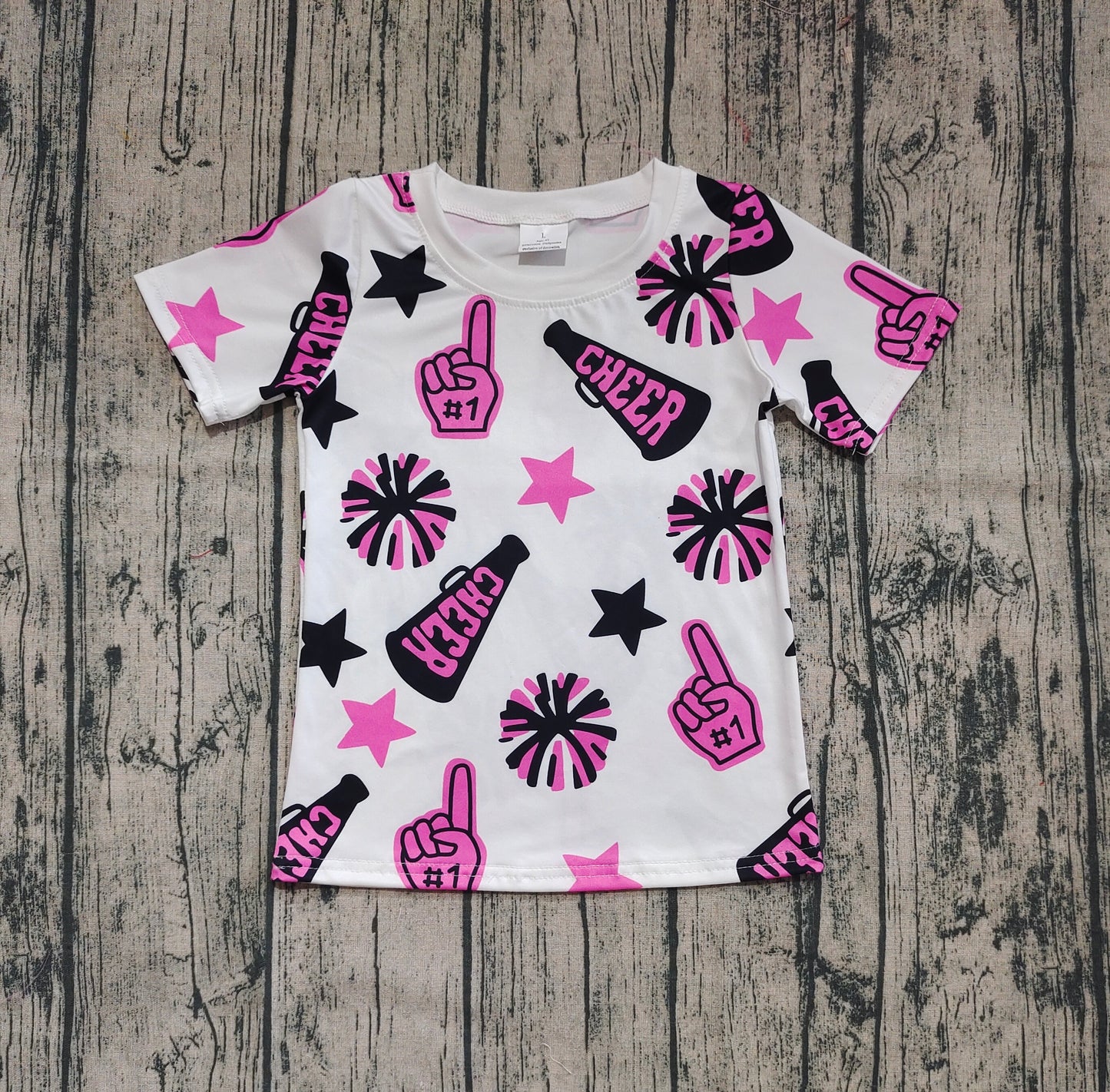 GT0994 Baby Girls Short Sleeves Pink Firework Stars Tee Shirts Top D 6.5